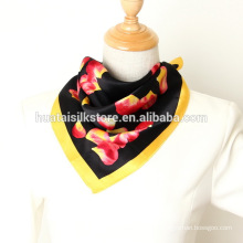 Шинни Лепесток Черный атласный карманный шарф для женщин
